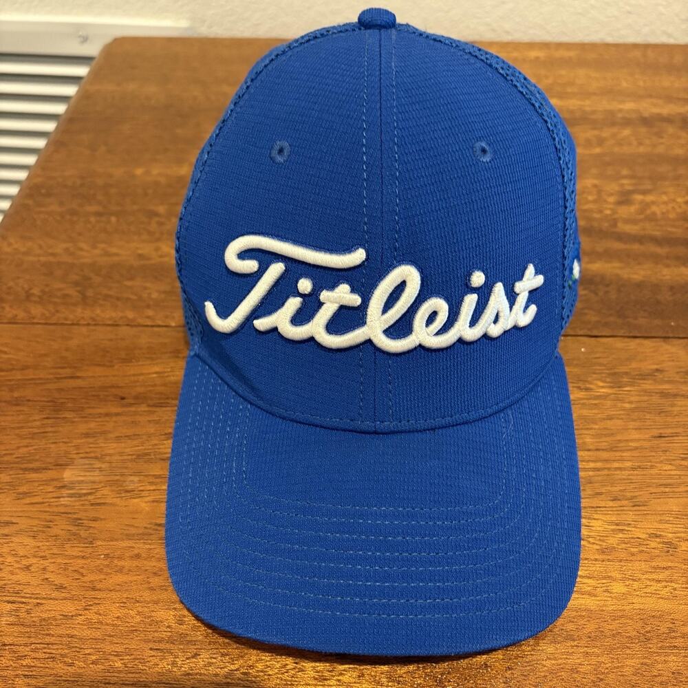 Titleist Hat Cap Snap Back Blue Mesh‎ Trucker Embroidered Golf Mens Side Patch